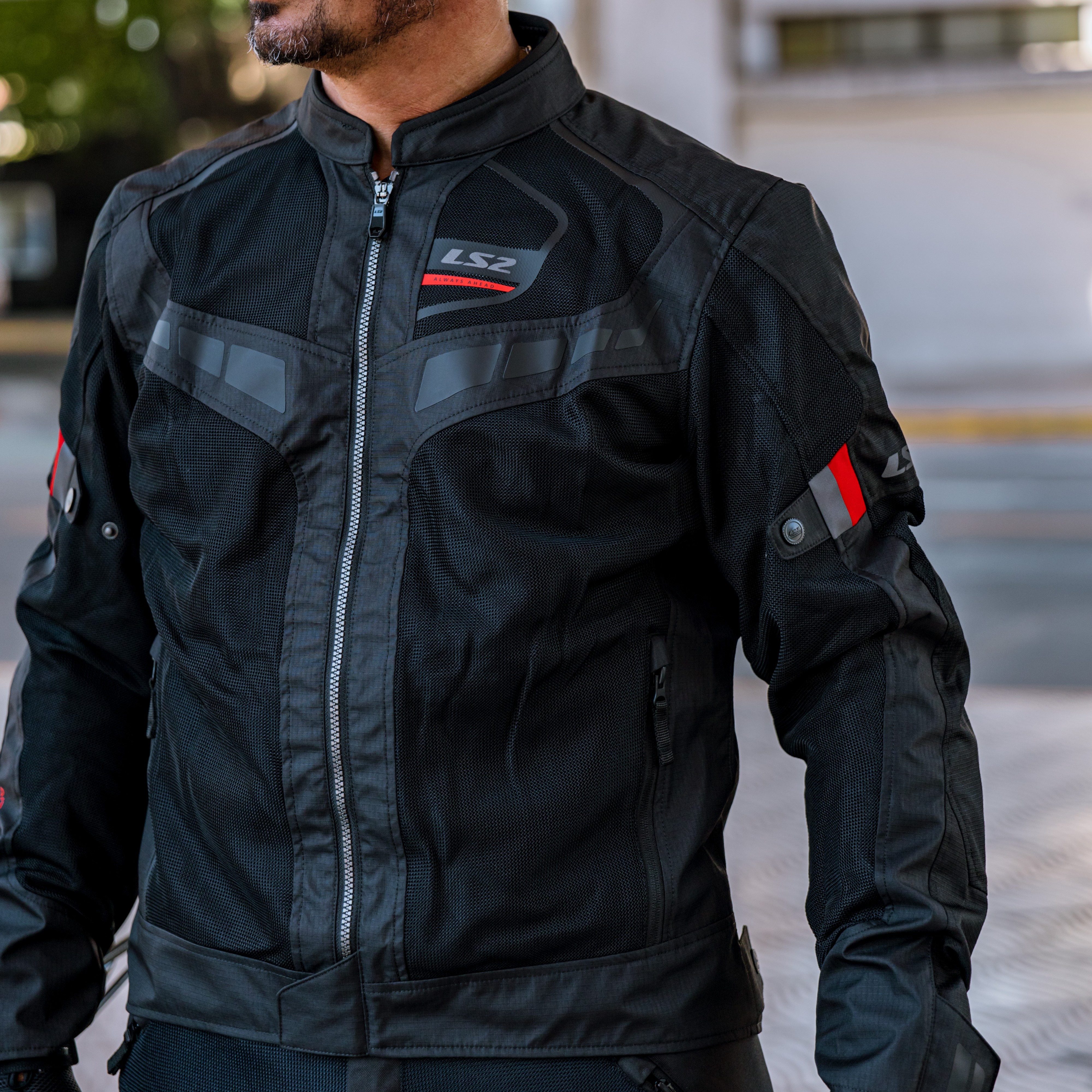 Campera Ls2 Garda Air Hombre Negra / Rojo